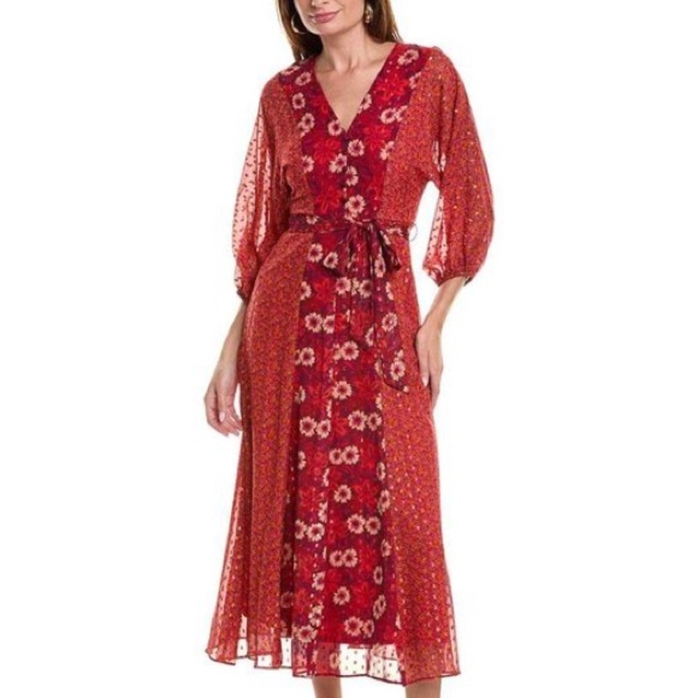 Taylor flowy floral dress waist tie new never worn size 8 boho - Picture 3 of 7